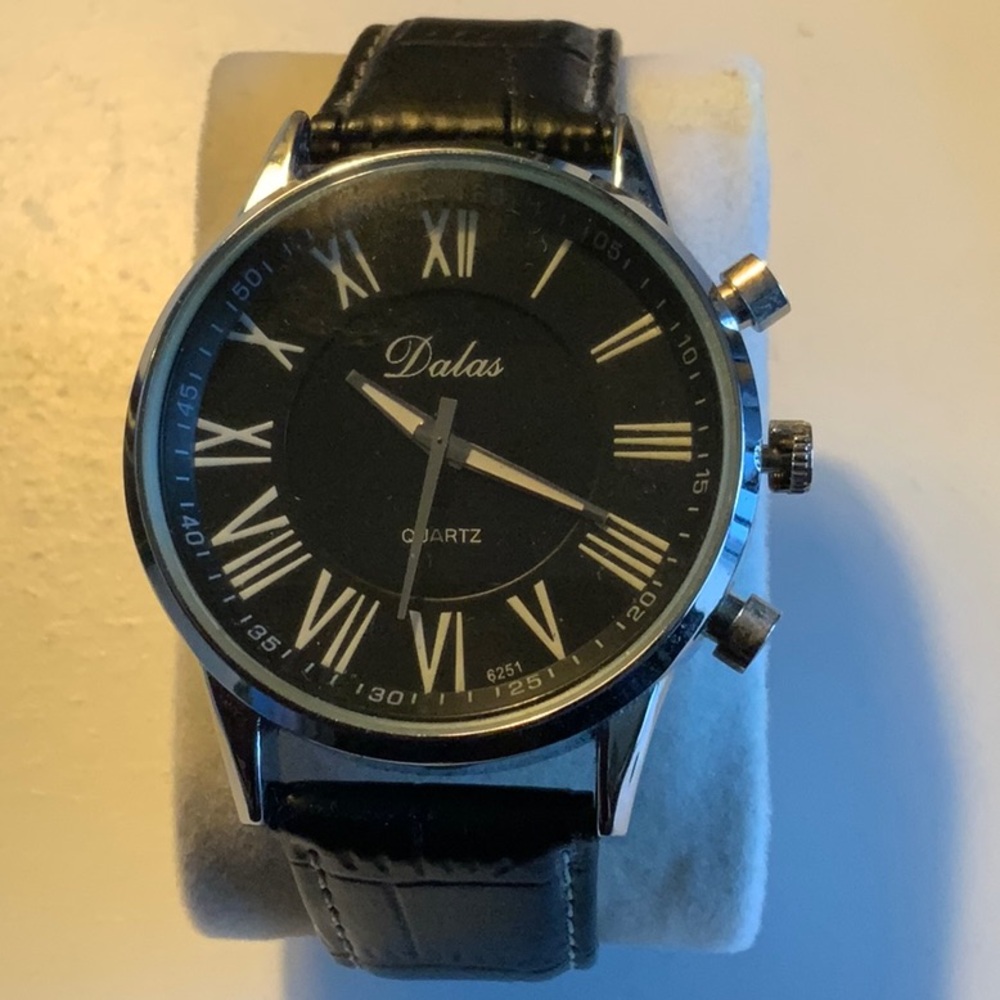Dalas Unisex Quartz Watch Black Genuine Leather Band